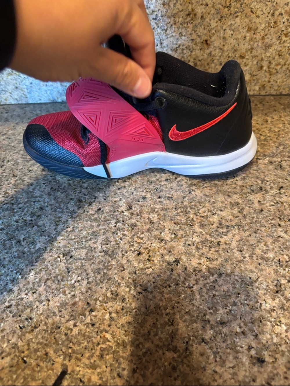 Nike Kids Red and Black Low-Top Basketball Sneakers - Picture 10 of 11